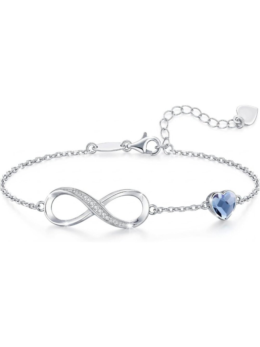 Sterling Silver Infinity Birthstone Bracelet - Elegant Jewelry Gift for Her